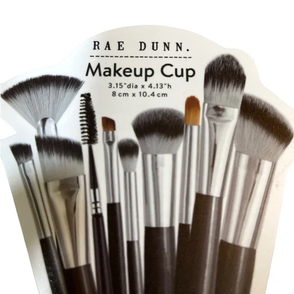 New Rae Dunn “EYES” Black Glass Make Up Holder with White Print - Picture 2 of 4